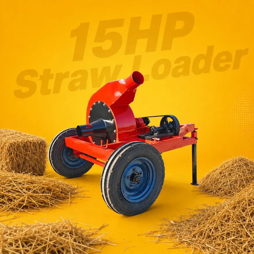 Sunidhi straw loader loading straw into a trolley