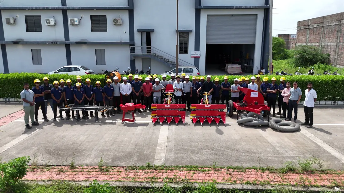 The Sunidhi Industries team with their agricultural machinery range